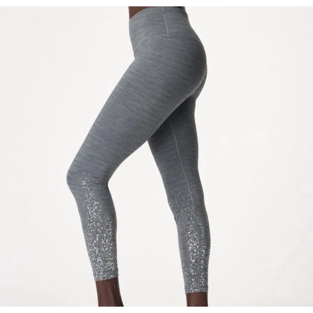 Sweaty Betty Leggings Grey 7/8 Length Metallic Glitter Leg Detail Size XS‎